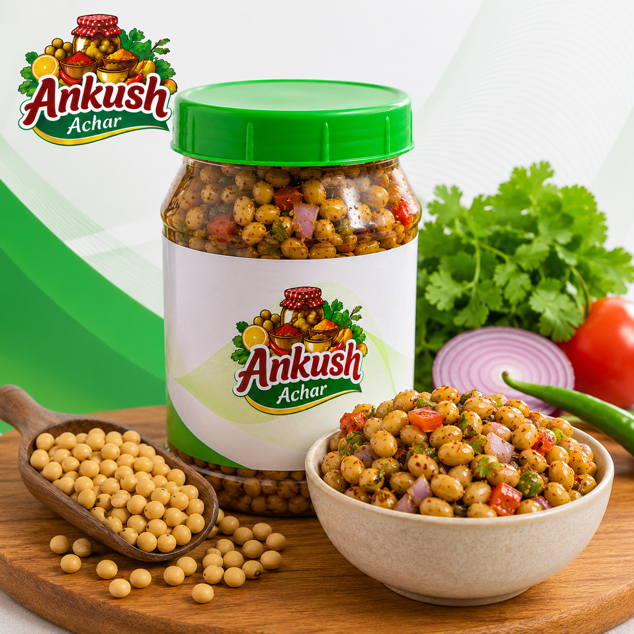 Ankush Bhatmas Sadeko — jar with roasted soybean salad and bowl