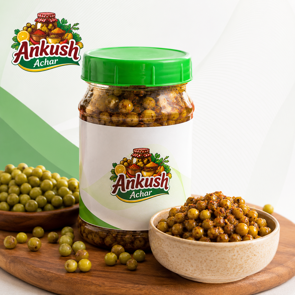 Ankush Lapsi ko Achar — jar with hog plum and bowl