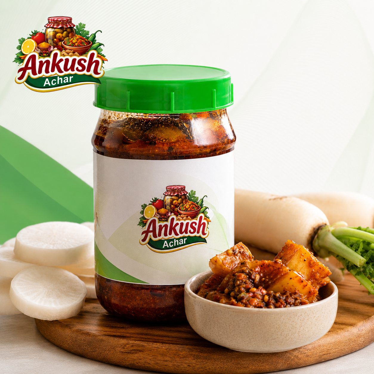 Ankush Mula ko Achar — jar with radish and pickle